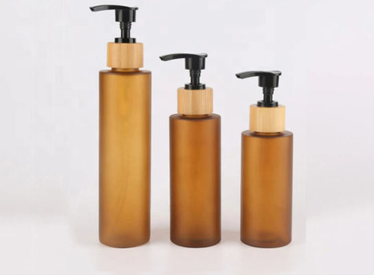 タケ ローション ポンプを搭載するこはく色の曇らされたシャンプーのガラス ビン100ml 150ml 200ml
